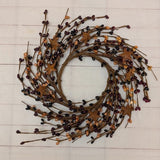 4.5"  Black Tan & Burgundy Pip Berry Candle Ring with Stars