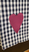Country Primitive Black Check w Heart Tea Towel