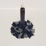 Farmhouse Black Gingham Check Rag Wreath Taper Candle Ring