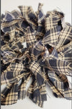 Country Primitive Black Plaid Homespun Taper Candle Ring Mini Rag Wreath