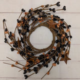 2.5" Pip Berry Candle Ring with Stars Black and Tan