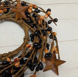 2.5" Pip Berry Candle Ring with Stars Black and Tan