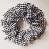 Country Farmhouse Black White Gingham Taper Candle Ring