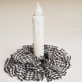 Country Farmhouse Black White Gingham Taper Candle Ring