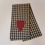 Black Check w Heart Tea Towel 