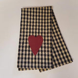 Black Check w Heart Tea Towel 