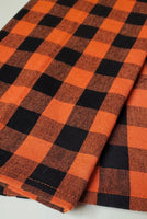 Black Orange Check Homespun Tea Towel