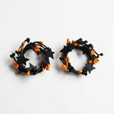 Set/2 Spooky Mix Pip Berry Taper Candle Rings Black and Orange