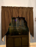 Country Primitive Black & Tan Plaid Homespun Swags