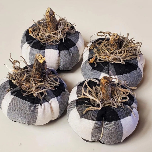 Black and White Check Fabric Pumpkins