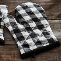 Black and White Check Oven Mitt