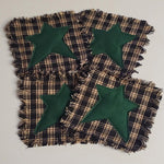 Black with Green Star Rag Coasters