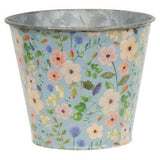 Country Primitive Vintage Style Blue Floral Small Metal Bucket