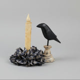 Country Primitive Navy Blue Plaid Homespun Rag Wreath Taper Candle Ring