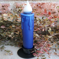 Country Primitive Blue Led Timer Taper Candle 7"