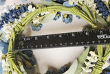 Country Blue and White Mix Flowers Candle Ring 6.5" Wreath