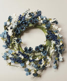 Country Blue and White Mix Flowers Candle Ring 6.5" Wreath