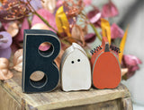 Set/3 Country Primitive Boo Ghost & Pumpkin Blocks