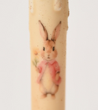 Country Primitive Flopsy Bunny with Yellow Flowers Timer Taper Candle 7"
