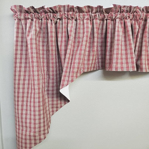 Patchwork Swags Country Primitive Burgundy Plaid Homespun Swags