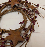 2.5" Pip Berry Candle Ring with Rusty Stars Burgundy
