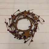 2.5" Pip Berry Candle Ring with Rusty Stars Burgundy