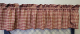 Handmade Country Primitive Burgundy Plaid Homespun Valance