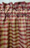 Handmade Country Primitive Burgundy Plaid Homespun Valance