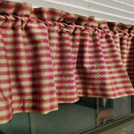 Burgundy Windowpane Check Valance - Handmade Primitive Homespun Country Curtains