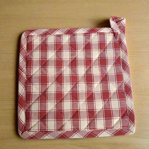 burgundy check pot holder
