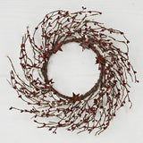 Burgundy and Cream Pip Berry Wreath w Rusty Tin Stars