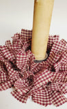 Country Primitive Burgundy Gingham Homespun Taper Candle Ring