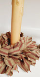 Country Primitive Burgundy Ticking Homespun Rag Wreath Taper Candle Ring
