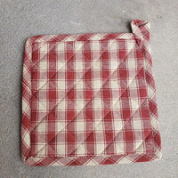 Burgundy Check Homespun Pot Holder
