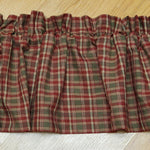 Burgundy Green Plaid Homespun Valance