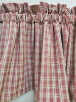 Country Primitive Burgundy Plaid Homespun Swags