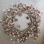 Burgundy White Pip Berry Candle Ring 6 Inch