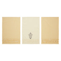 Country Farmhouse Buzzy Bees Ruffled Tea Towel Set of 3