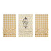 Country Farmhouse Buzzy Bees Ruffled Tea Towel Set of 3