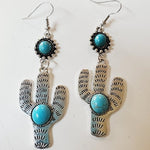 Cactus and Turquoise Dangle Earrings