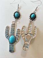 Cactus and Turquoise Dangle Earrings