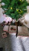 Country Primitive Farmhouse Christmas Truck Nesting Boxes Red & White