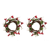 2 Holiday Combo Pip Berry Taper Candle Rings 1.5"