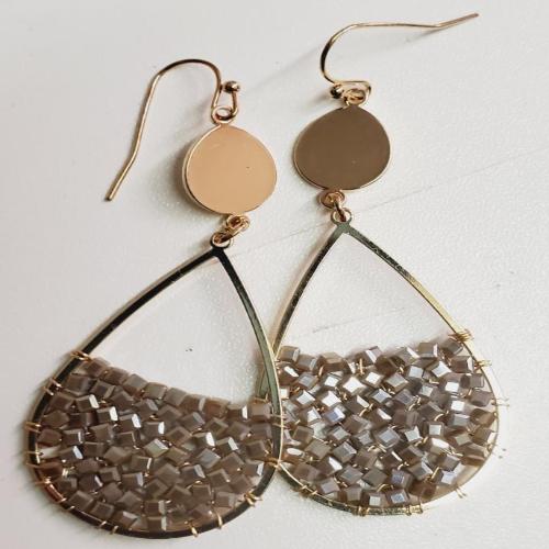 Coffee Colored Beaded Dangle Earrings