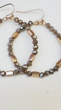 Faceted Bead Round Hoop Earrings Coffee Brown