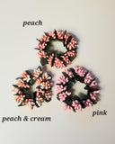 2 Country Primitive Peach & White Pip Berry Taper Candle Rings 1.5"