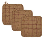 Country Primitive Connell Pot Holder Set of 3