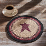 Country Primitive Connell Braided Trivet Stenciled Star 12 inch