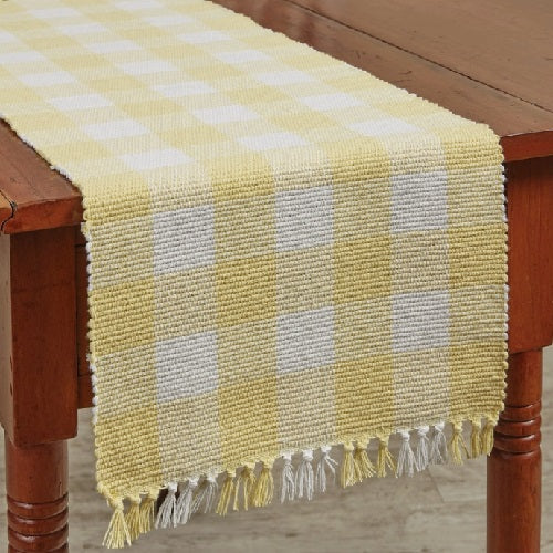 Country Farmhouse Wicklow Yellow Woven Table Runner