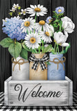 Country Primitive  Mason Jars House Flag Welcome Daisies